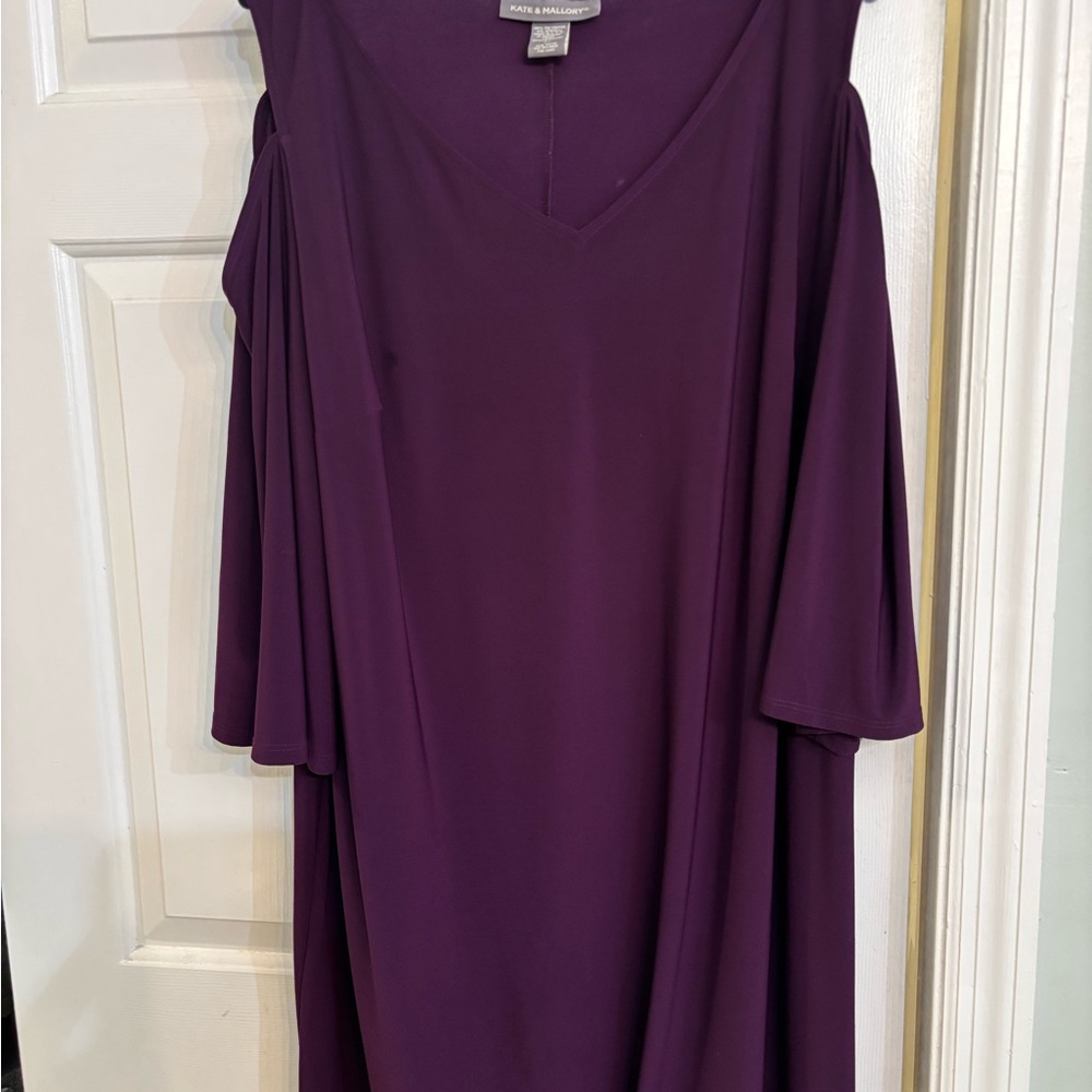 Kate & Mallory Deep Purple V-Neck dress with cold shoulders